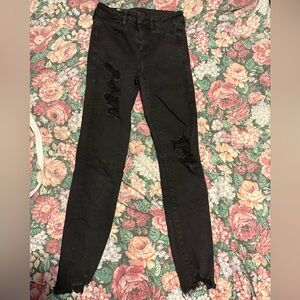 American Eagle Next Level Stretch black ripped skinny jeans